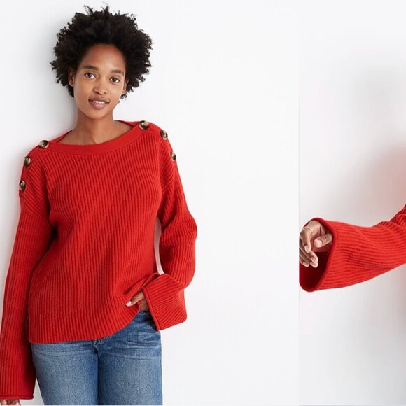 Madewell Red Calloway Boatneck Pullover Sweater - XS - Picture 7 of 8